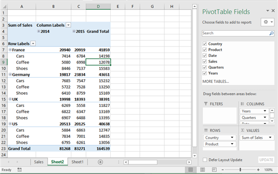 excel for mac 2016 pivot tables in depth quizlet